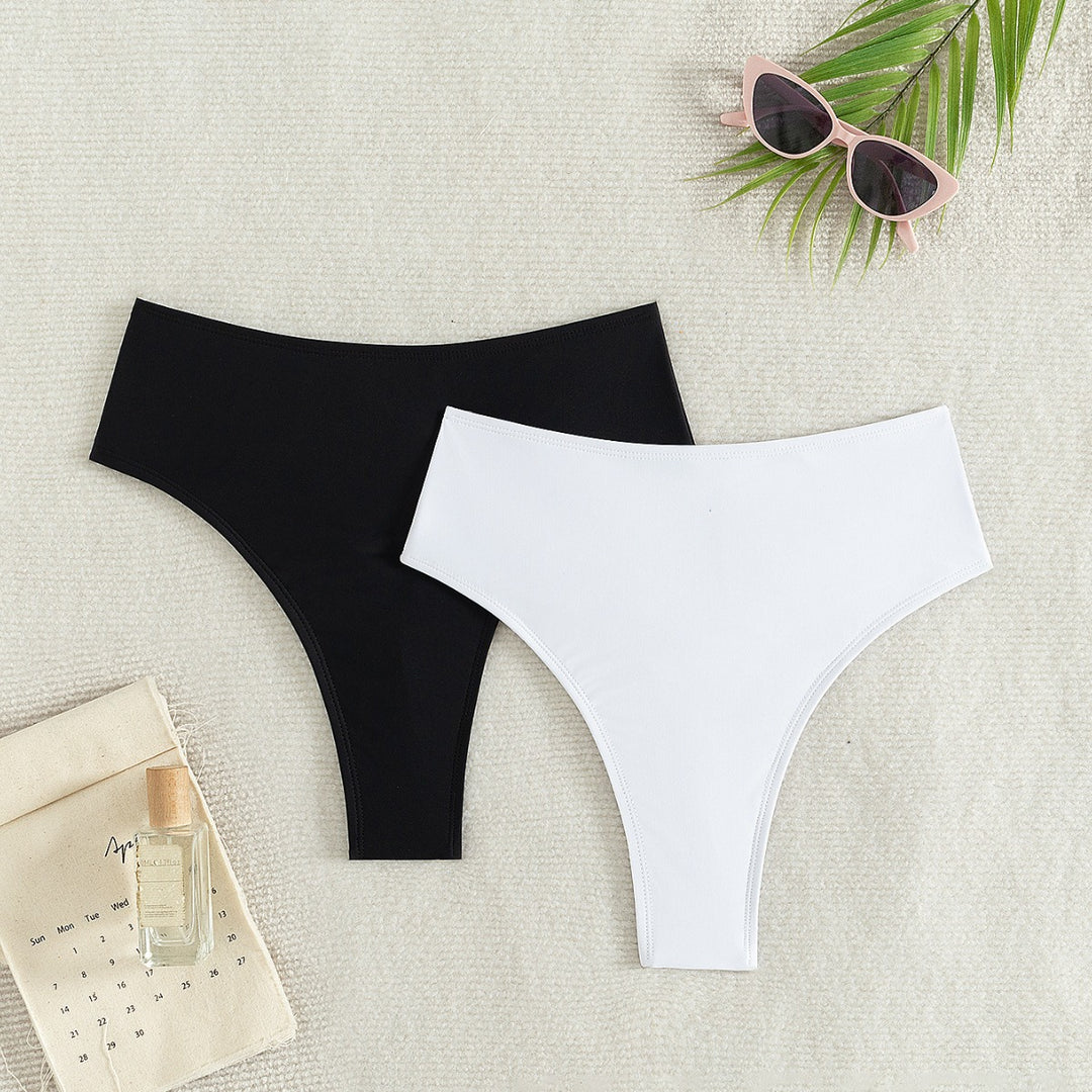 Damen Hochtaillierte Bikini-Hose mit elegantem Rüschendesign Drune