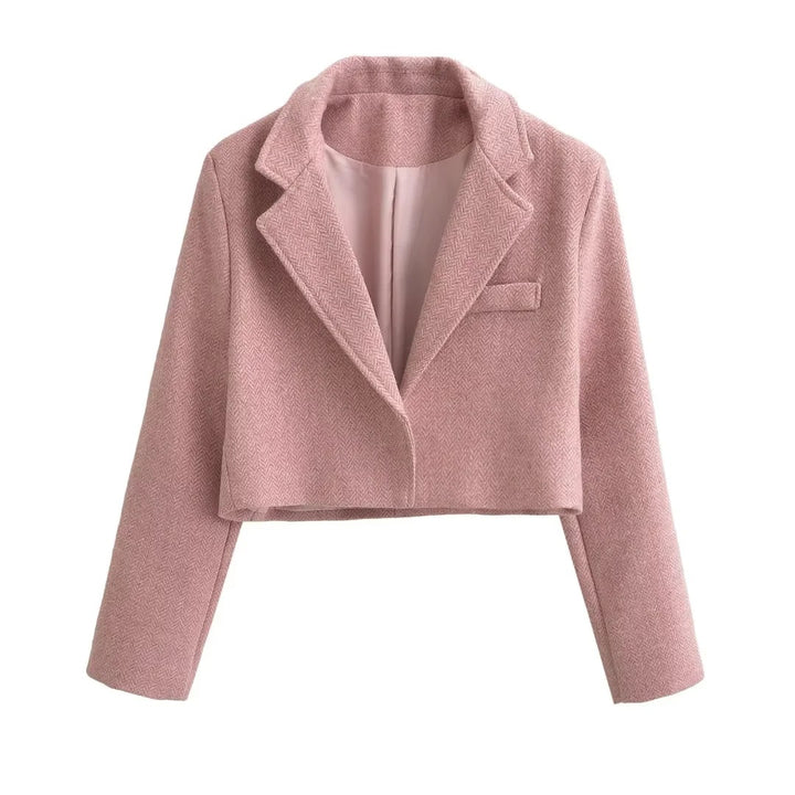 Damen cropped Blazerjacke im eleganten Herringbone-Design Drune