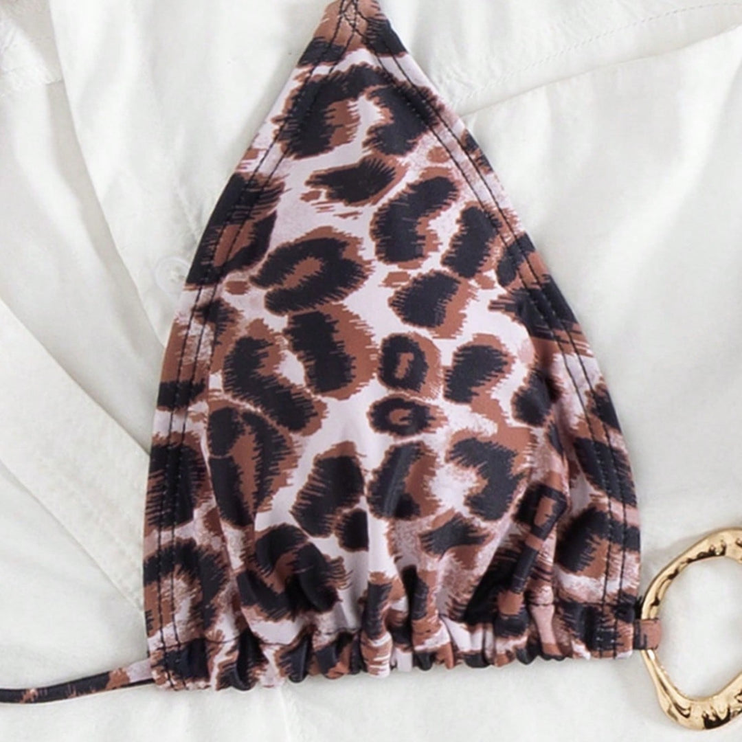 Damen Triangel-Bikini mit goldfarbenem Ring-Detail Drune