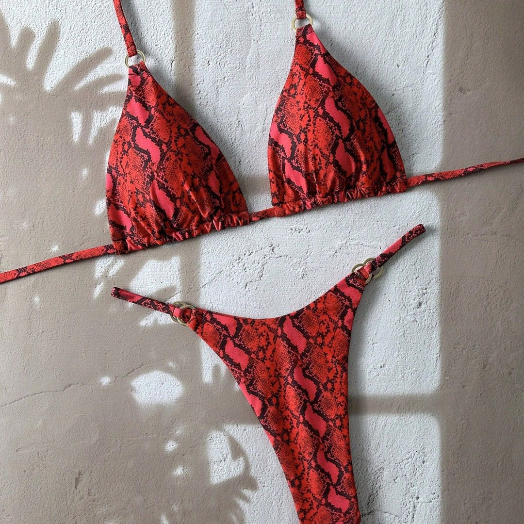 Damen Tiermuster Triangel-Bikini Drune