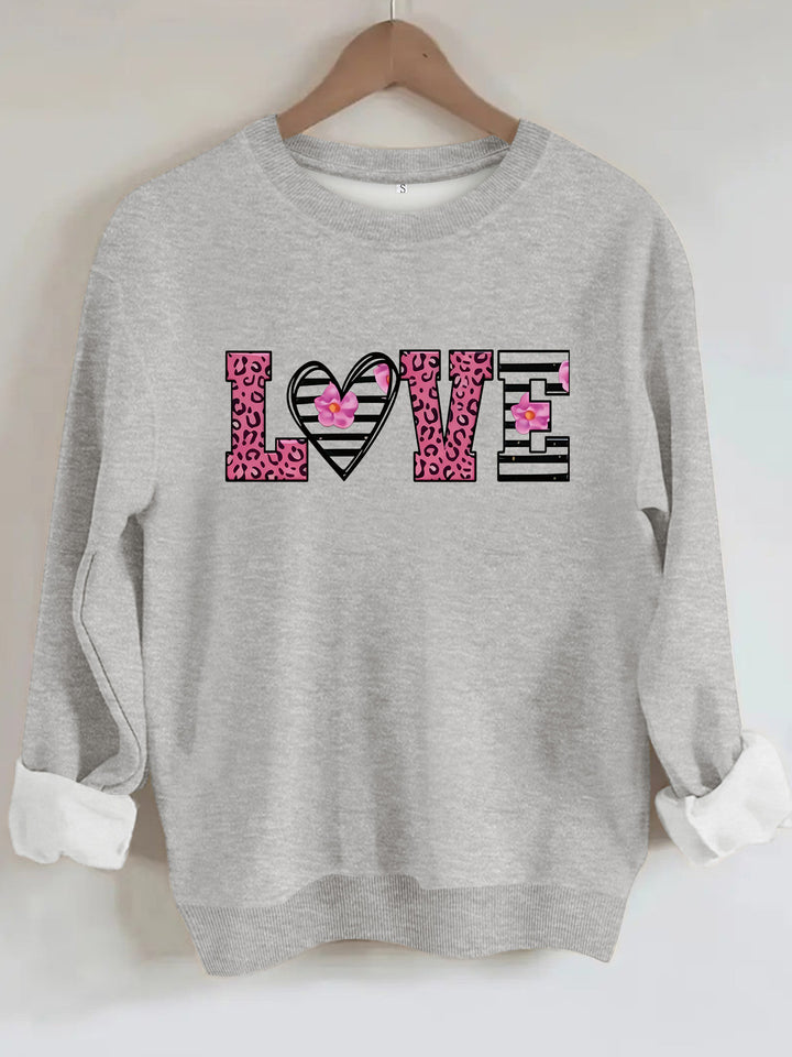 Damen Sweatshirt mit modernem Leopardenherz-Design und komfortablem Schnitt Drune