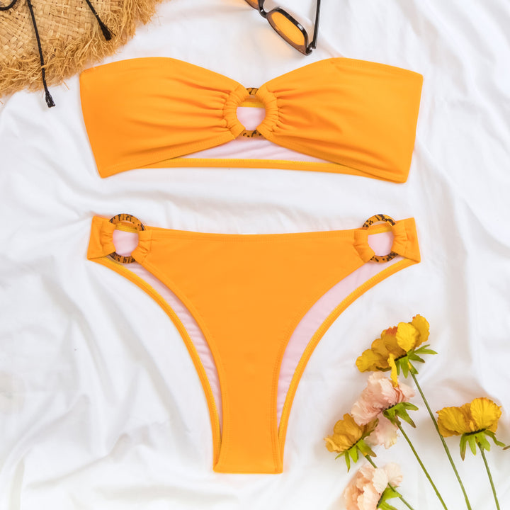 Damen Bandeau-Bikini mit modischen Ringdetails Drune