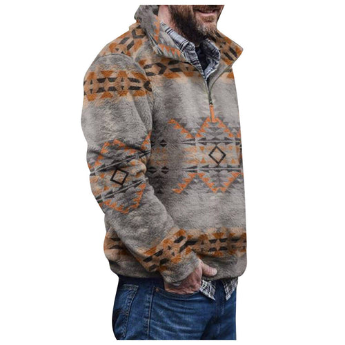 Herren Pulloverjacke mit farbenfrohem, geometrischem Design und praktischer Brusttasche Drune