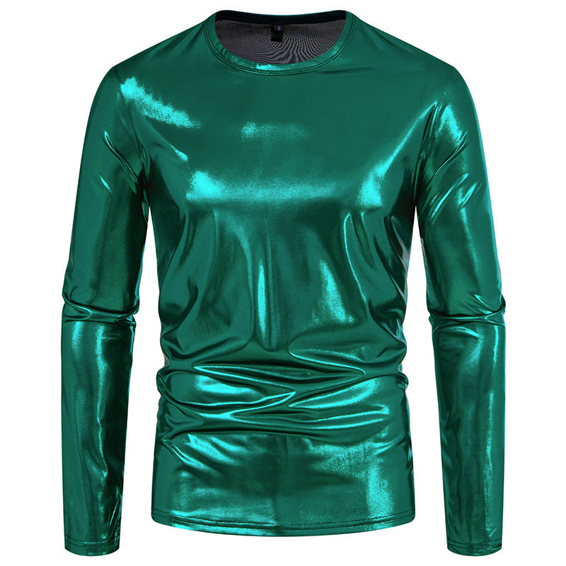 Herren stylisches Langarmshirt aus glänzendem Material Drune