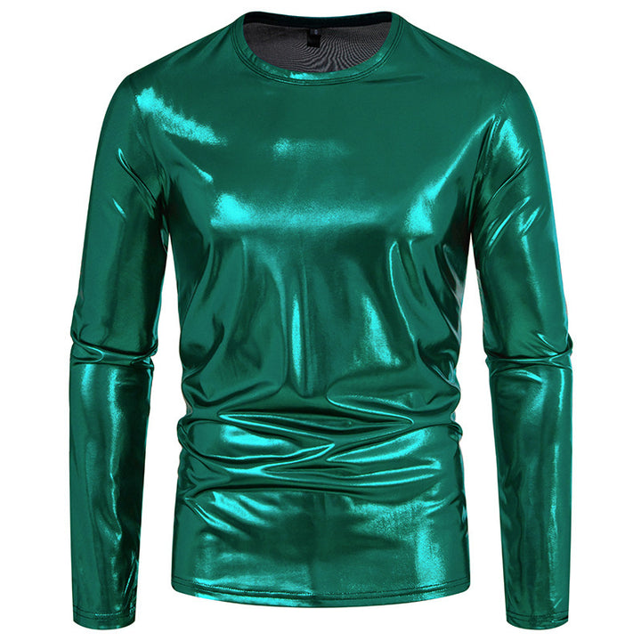 Herren stylisches Langarmshirt aus glänzendem Material Drune