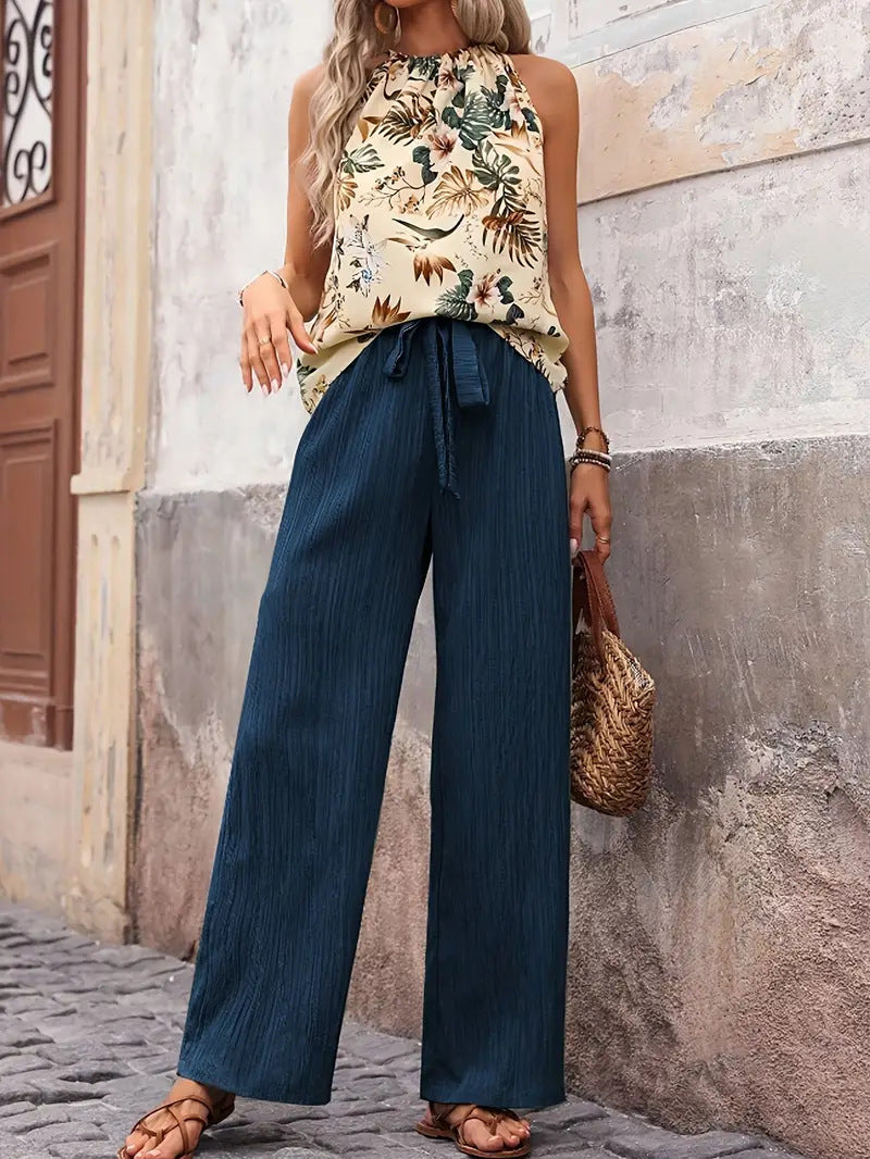 Damen Stylishes Sommer-Outfit mit weitem Hosenrock Drune