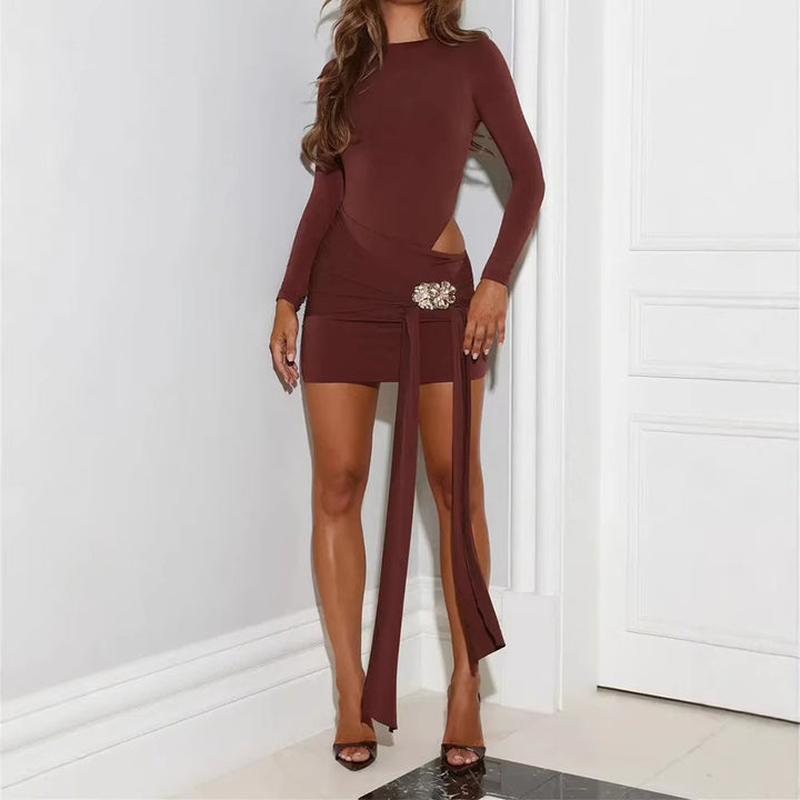 Damen Bodycon-Rockkleid mit gerafftem Design und verführerischem Schlitz Drune