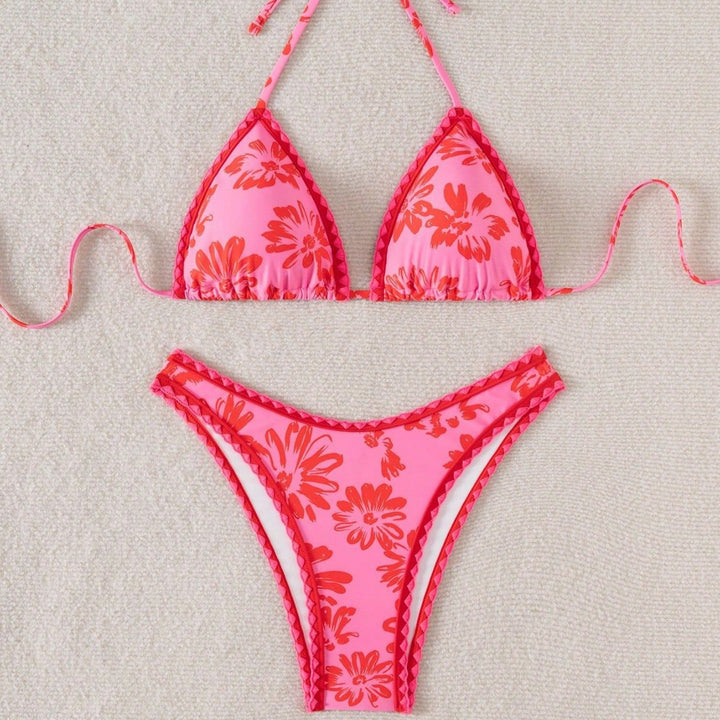 Damen Triangel-Bikini mit verspieltem Blumenmuster Drune