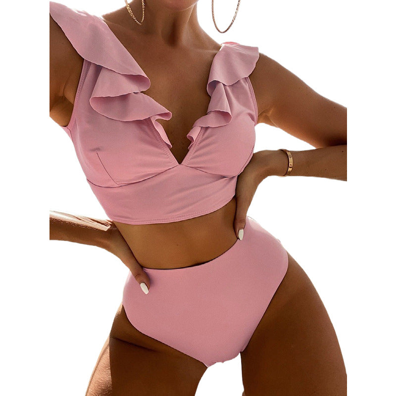Damen Bikiniset mit voluminösen Rüschendetails und hoch geschnittenem Slip Drune