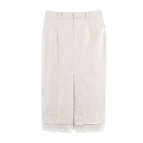 Damen eleganter Bleistiftrock mit transparentem Spitzenabschluss Drune