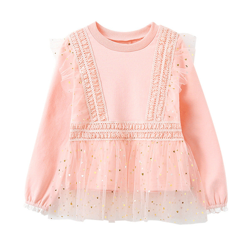 Mädchen Sweatshirt mit Rüschen und Tüllsaum Drune