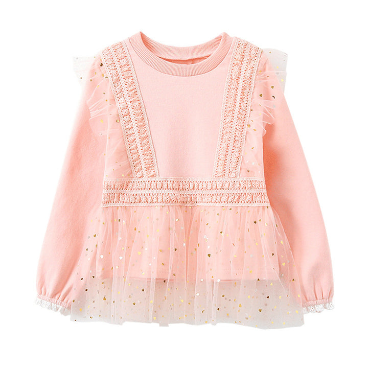 Mädchen Sweatshirt mit Rüschen und Tüllsaum Drune