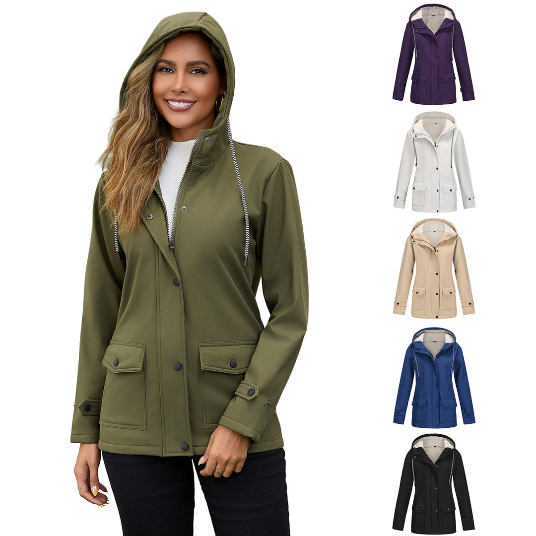 Damen wasserdichte Kapuzenjacke mit weichem Fleece-Futter Drune