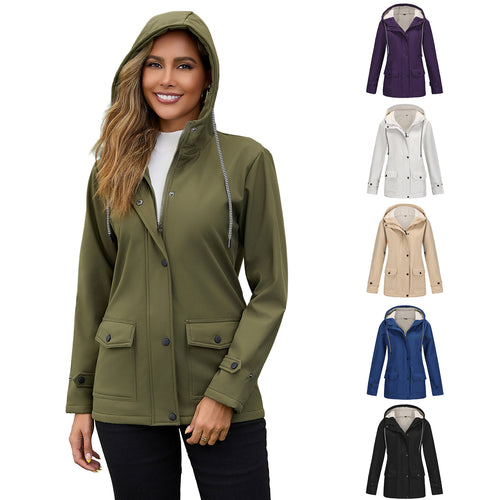 Damen wasserdichte Kapuzenjacke mit weichem Fleece-Futter Drune