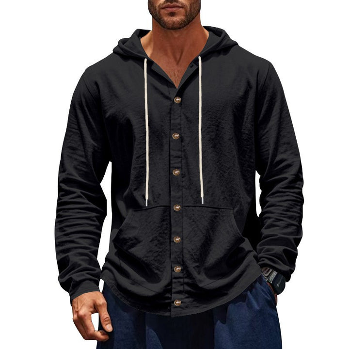 Herren lässiges Kapuzenshirt mit Knopfdetail und praktischen Taschen Drune