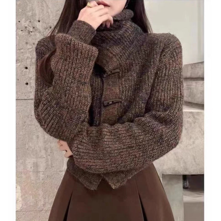 Damen Strickjacke mit stilvollem Kragen und dekorativen Knöpfen Drune