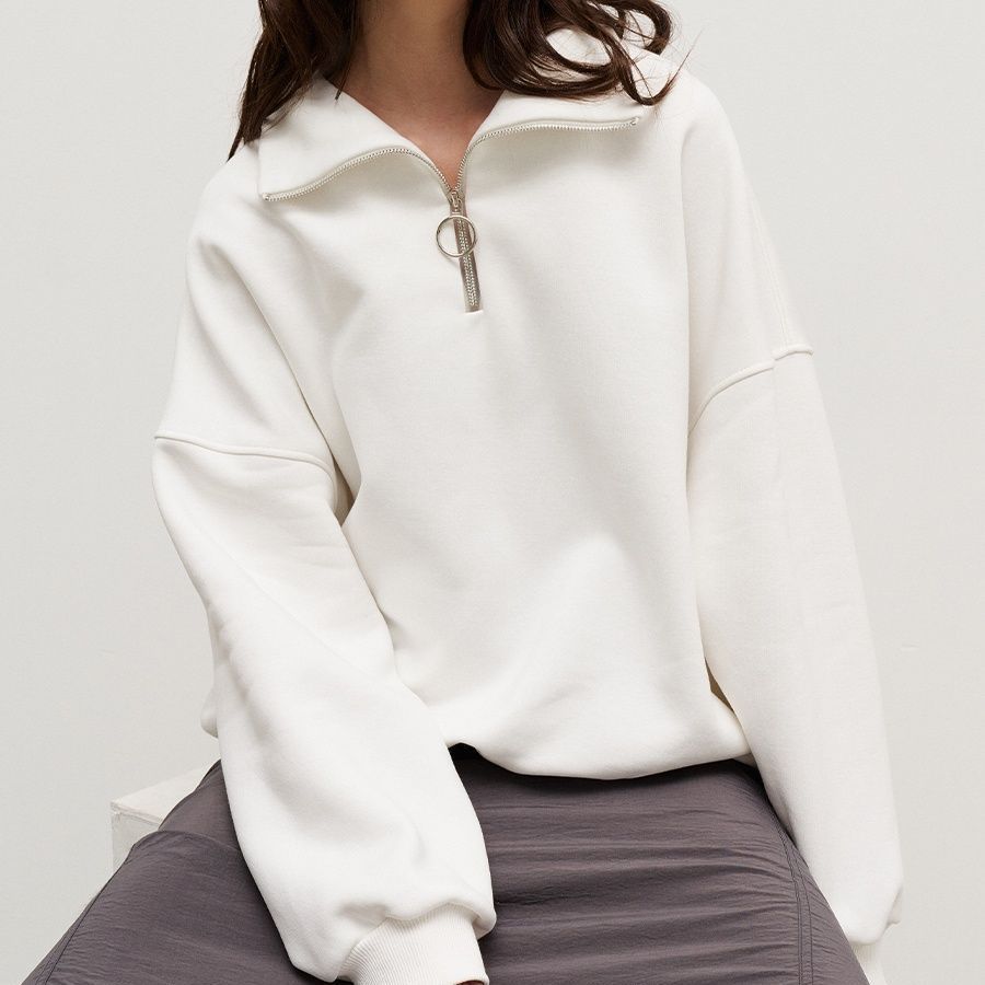 Damen modischer Oversized-Fleece-Pullover mit hohem Kragen Drune