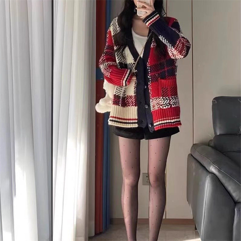 Damen gestreifter Strickcardigan Drune