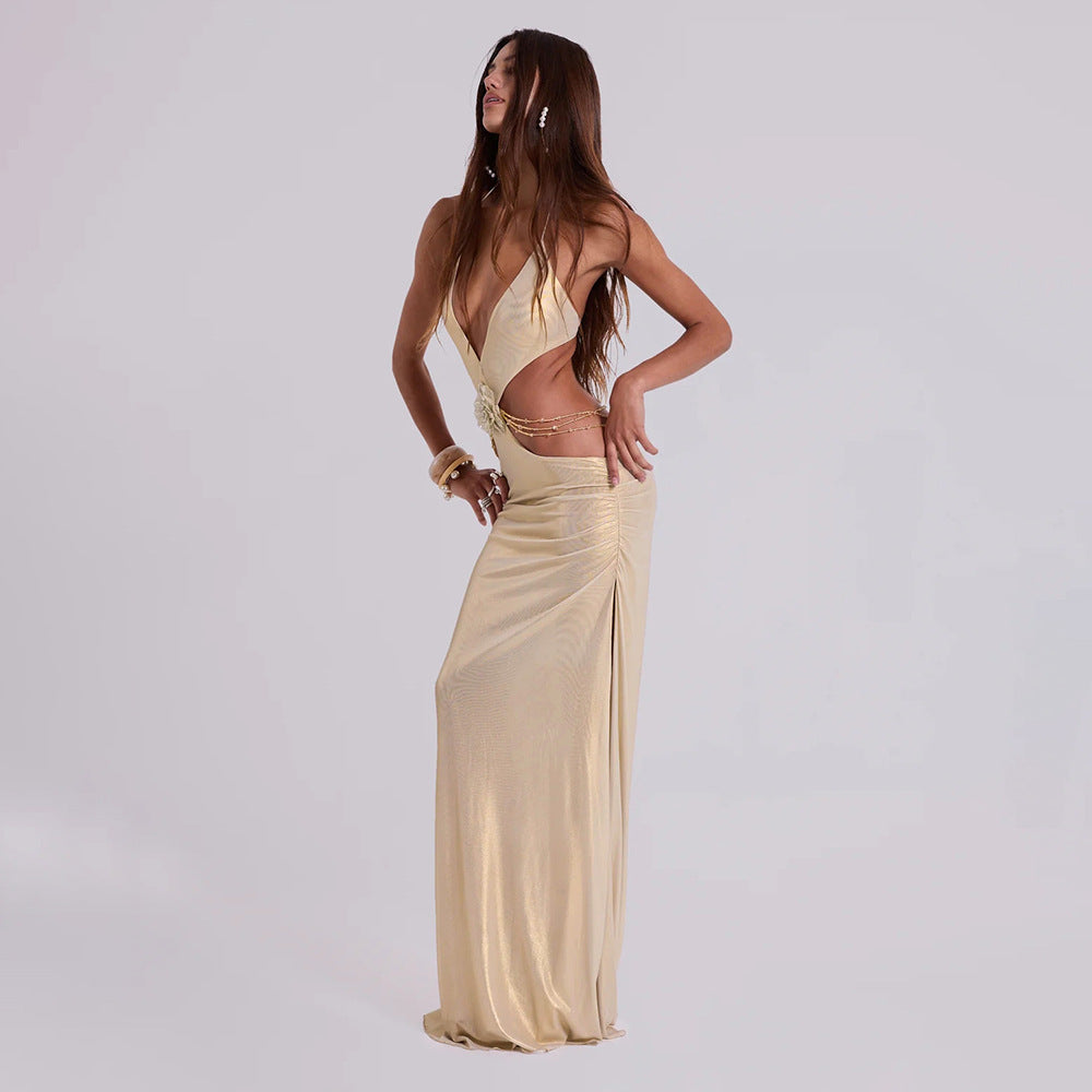 Damen Traumhaftes Abendkleid mit tiefem Ausschnitt und ausgefallenen Cut-Outs Drune