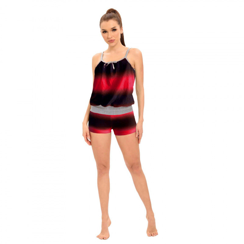 Damen Freizeit-Bikini-Set mit elastischer Taillierung und modischen Trägerdetails Drune