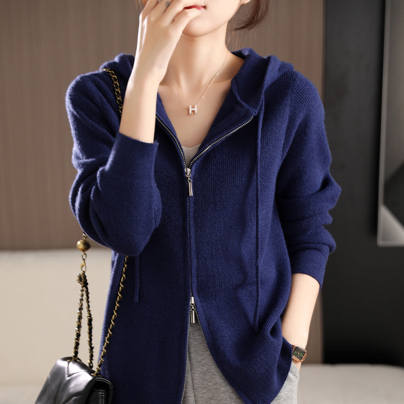 Damen Sportiver Zip-Hoodie mit wärmendem Einknopfdesign Drune