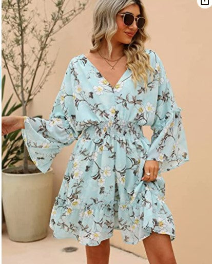 Damen Freizeitkleid mit luftiger Silhouette und floralem Design Drune