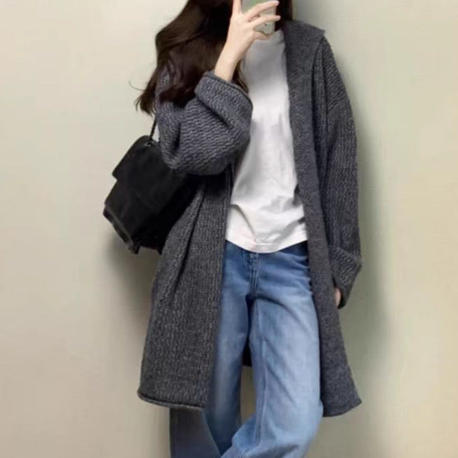 Damen Grobstrick Cardigan mit offenem Schnitt und lässigem Design Drune