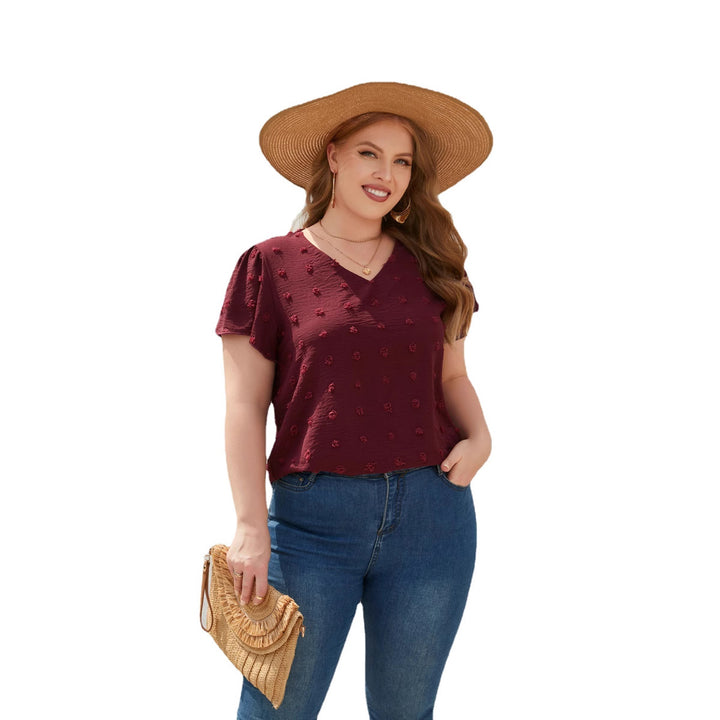 Damen Leichtes V-Ausschnitt T-Shirt mit strukturiertem Design Drune