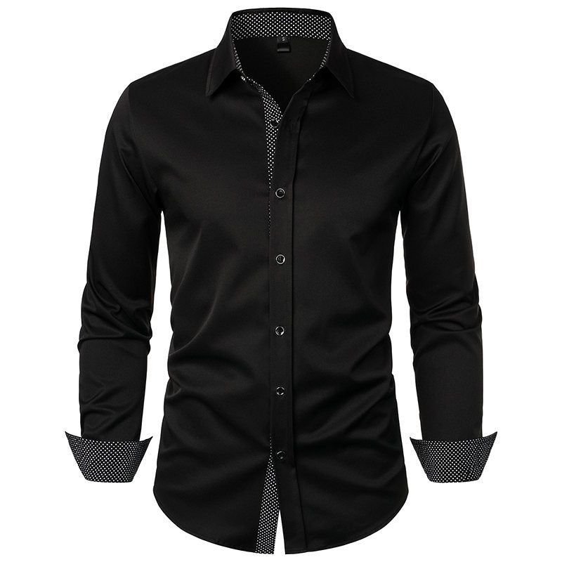 Herren Maßgeschneiderte Formelle Button-Up Hemd mit Kontrast Manschetten Details Drune