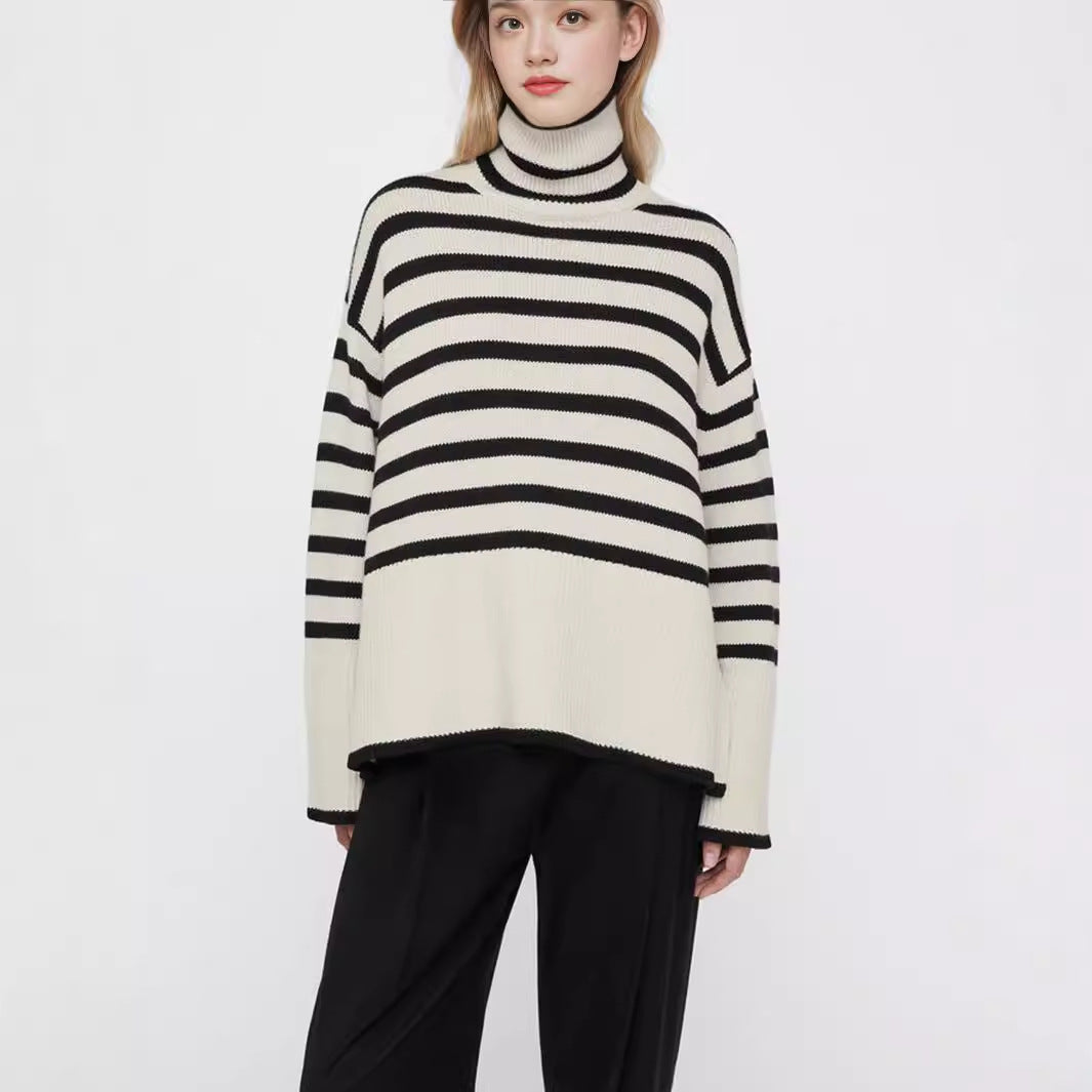 Damen Strickpullover mit Rollkragen und breiten Ärmeln Drune