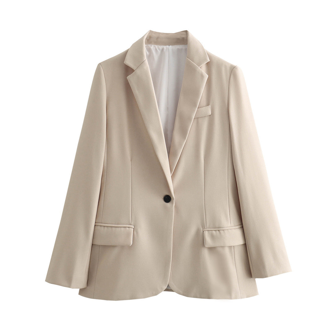 Damen taillierter Blazer mit elegantem Revers und praktischen Taschen Drune