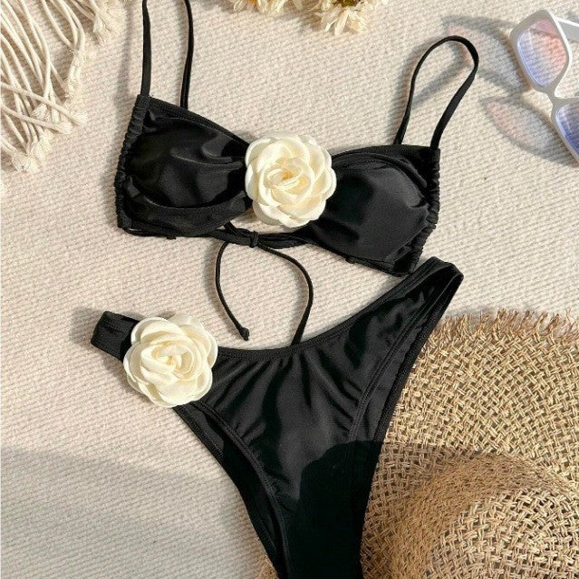 Damen Bandeau-Bikini mit floralen Details Drune