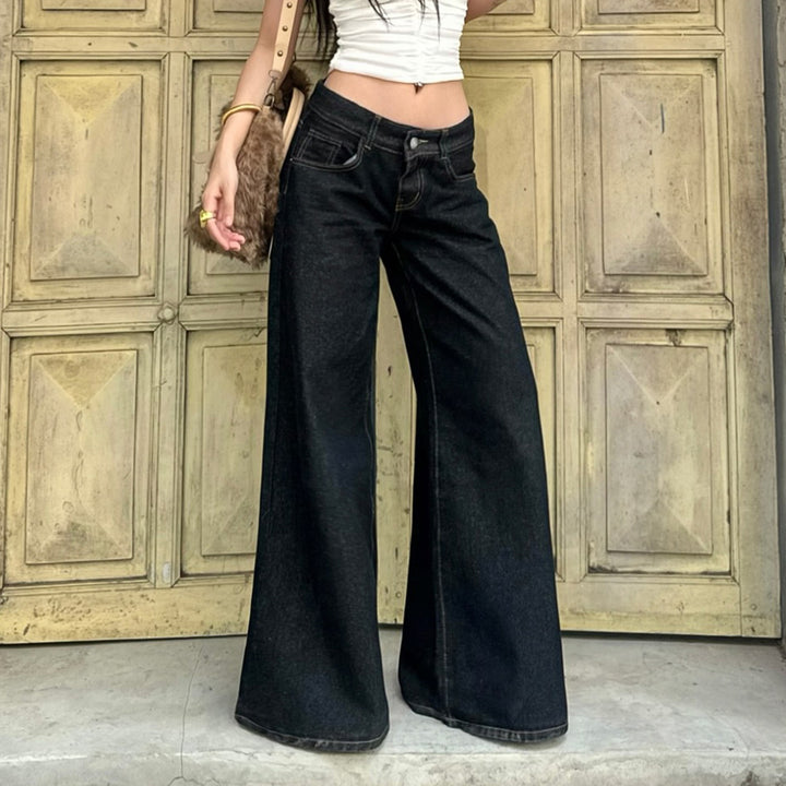 Damen Weitgeschnittene Jeans mit hohem Bund und eleganter Nahtführung Drune