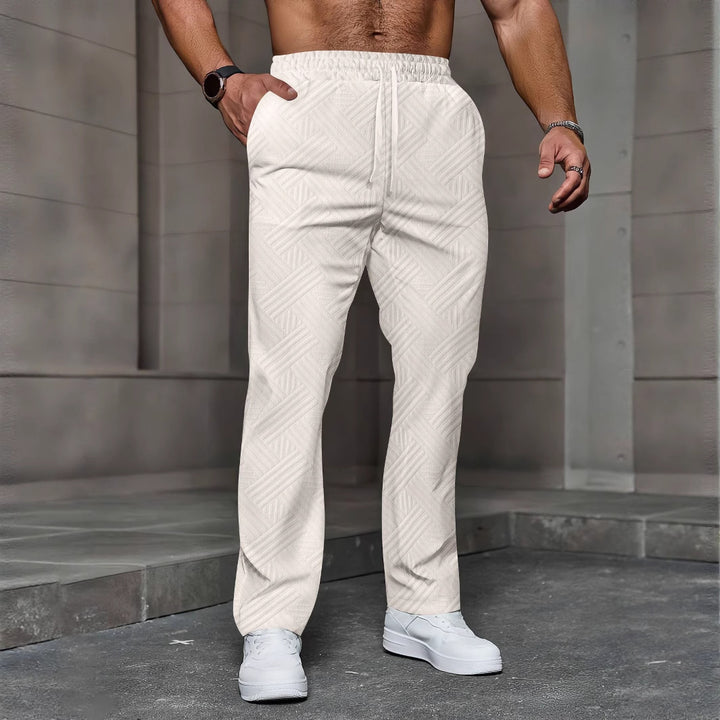 Herren nan strukturierte Relax-Jogginghose mit geometrischem Jacquard, elastischem Tunnelzug und geradem Bein Drune