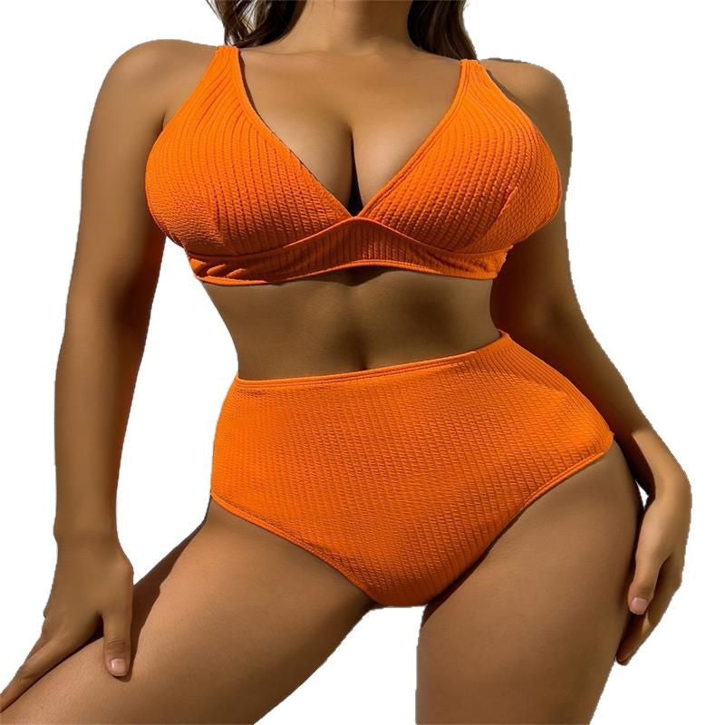 Damen Hochgeschnittener Bikini mit strukturiertem Oberteil Drune