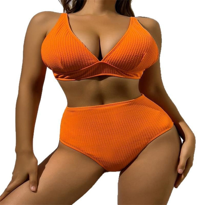 Damen Hochgeschnittener Bikini mit strukturiertem Oberteil Drune