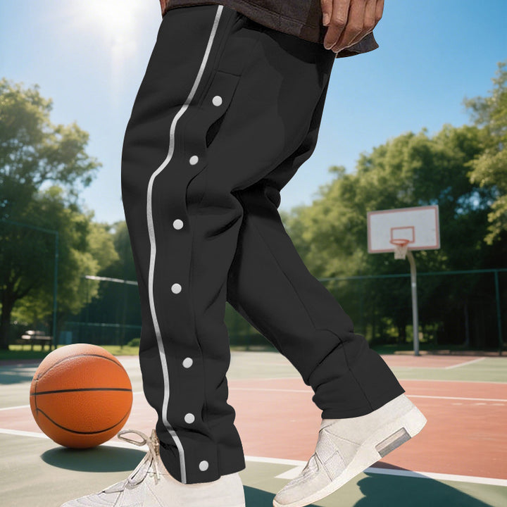 Herren Sportliche Jogginghose mit seitlichen Druckknöpfen und elastischem Bund Drune