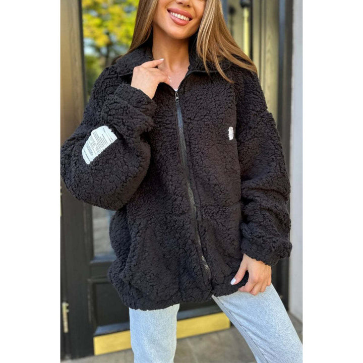 Damen Flauschige Fleecejacke mit hohem Kragen und praktischen Taschen Drune