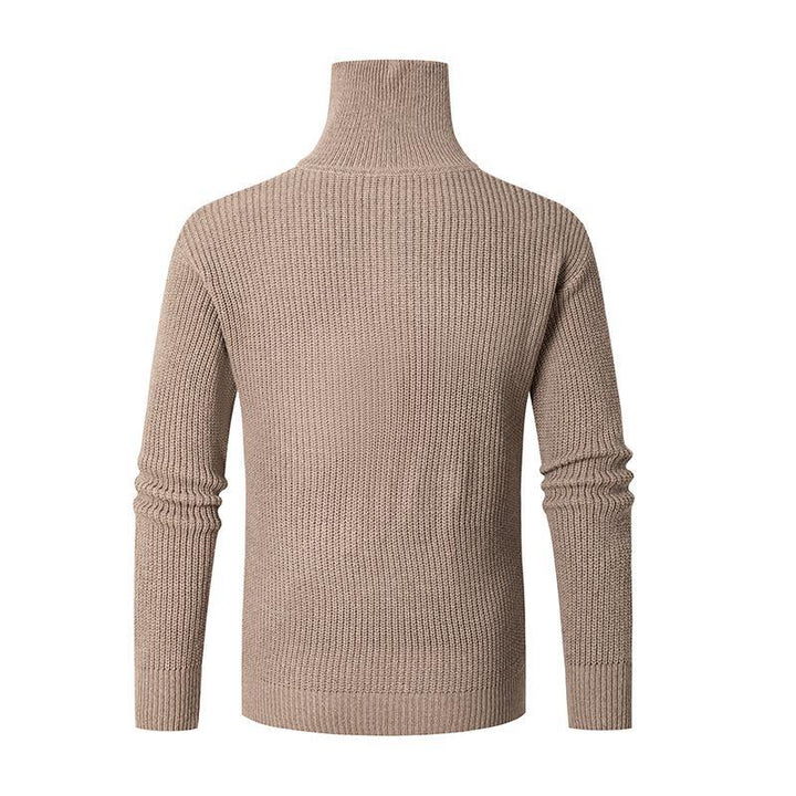Herren nan strukturierter Halbzip-Pullover mit hohem Kragen, robuster Rippstruktur und elastischen Bündchen Drune