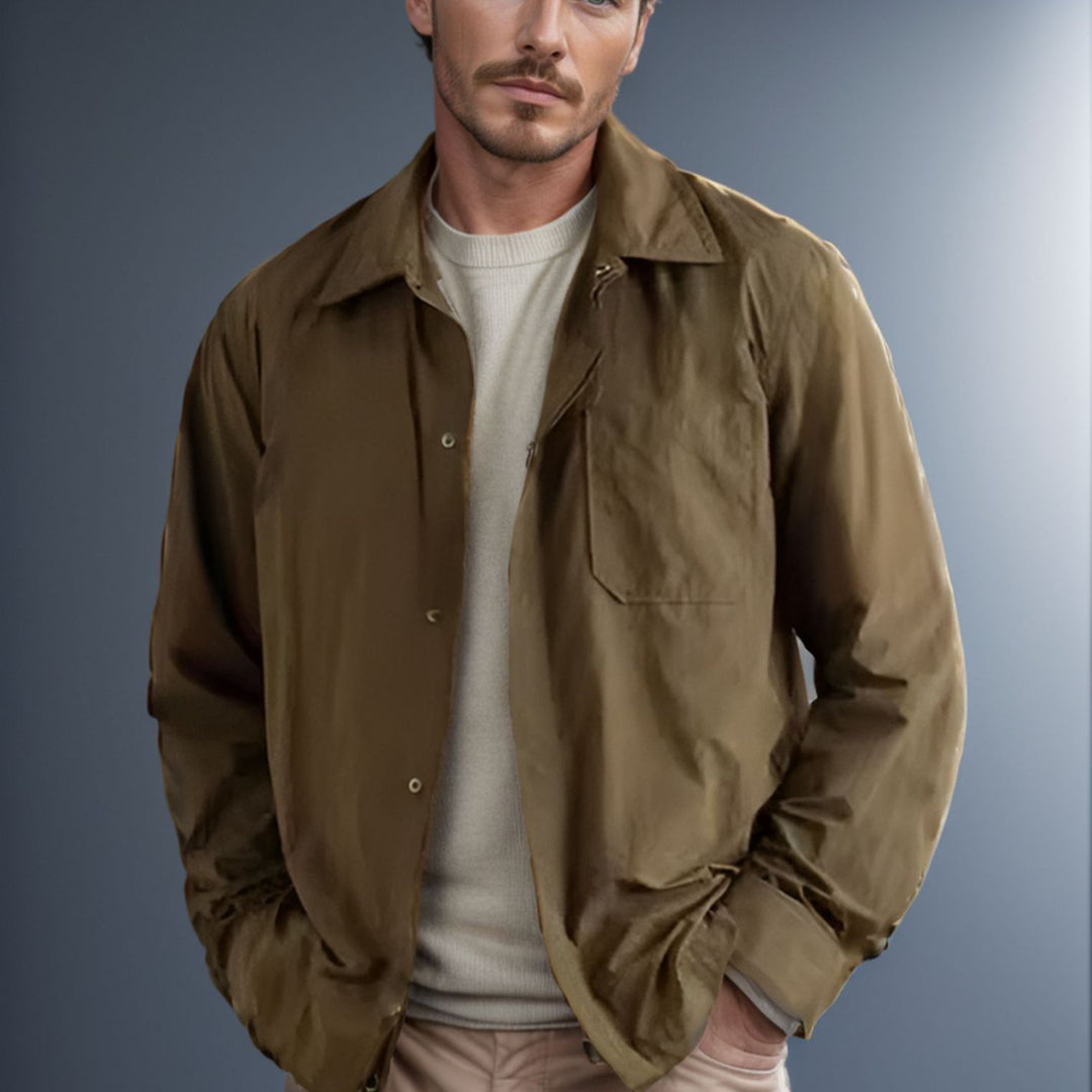 Herren vielseitige Hemdbluse mit aufgesetzter Brusttasche und schickem Kragen Drune