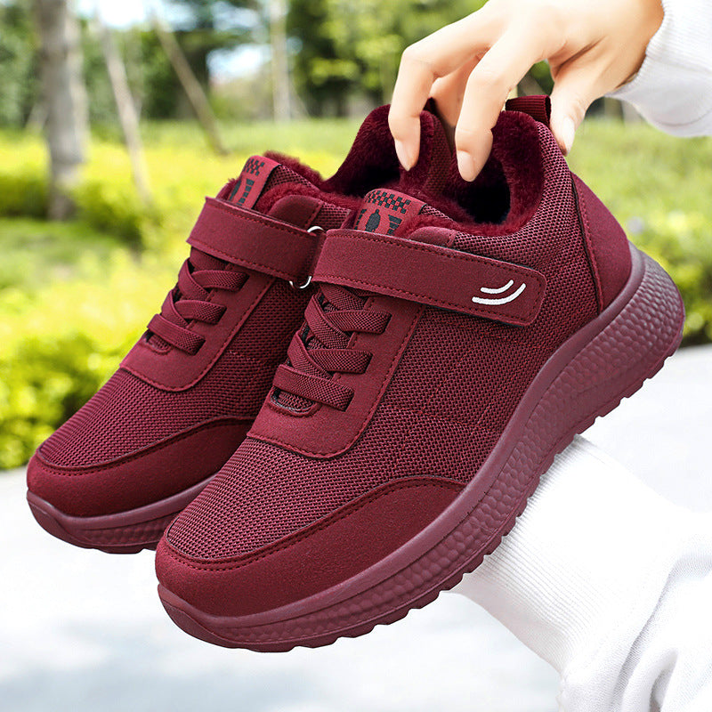 Damen nan gefütterter Komfort-Walking-Sneaker mit niedrigem Schaft, Klettverschluss und stoßabsorbierender EVA-Dämpfung Drune