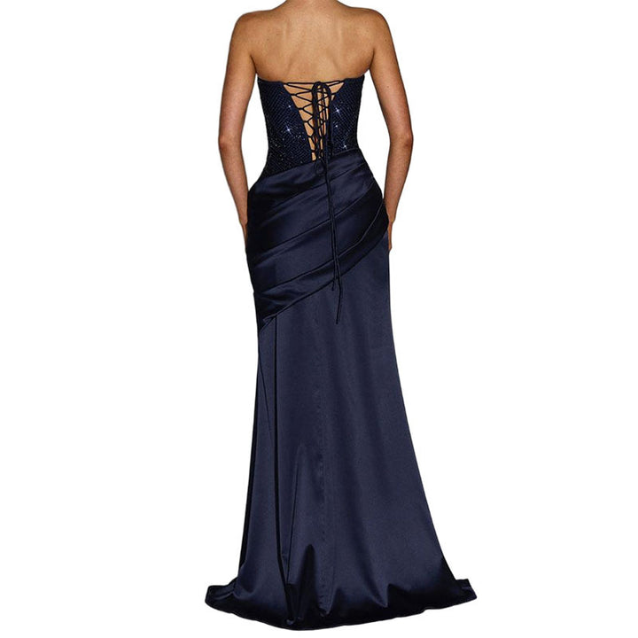 Damen Elegant Maxi-Kleid mit funkelndem Oberteil Drune