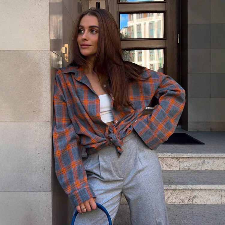 DamenOversized Karo-Hemdbluse Drune