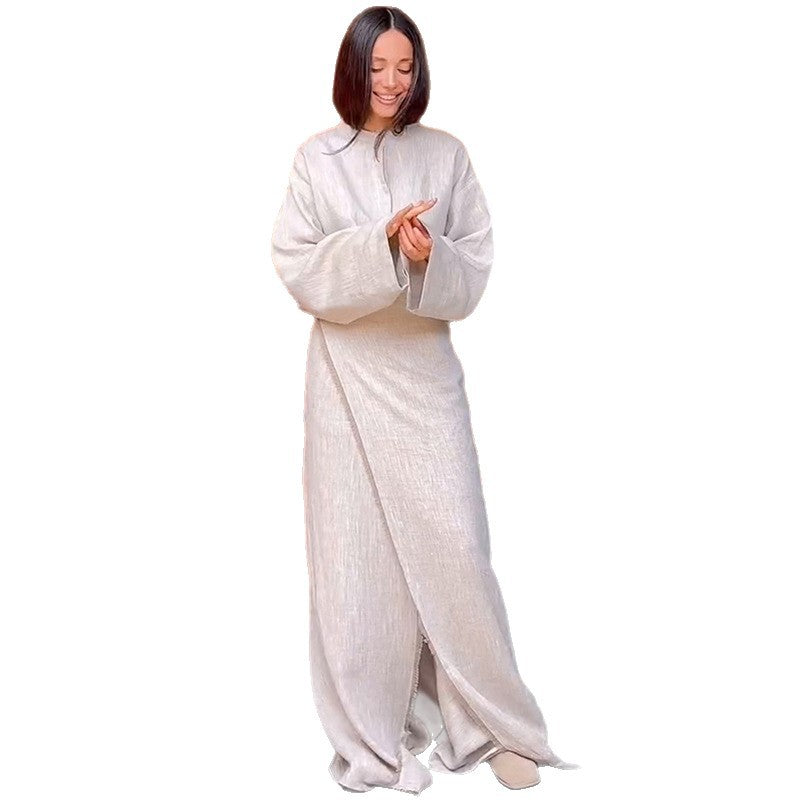 Damen Modisches Leinen-Ensemble Drune