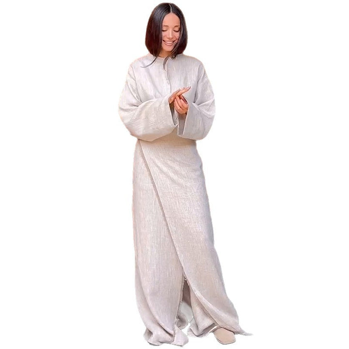Damen Modisches Leinen-Ensemble Drune