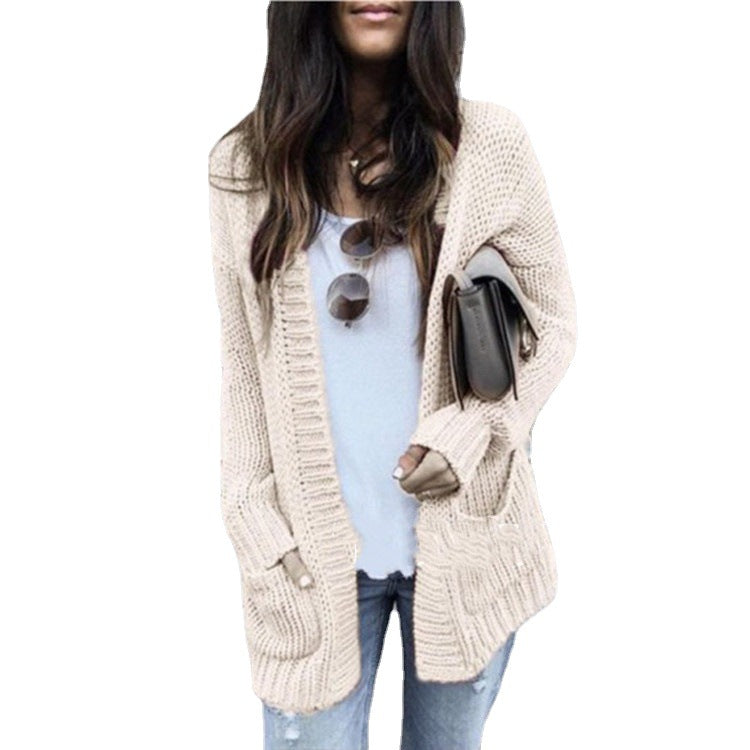 Damen Grobstrickjacke mit tiefen Taschen und lässigem Schnitt Drune