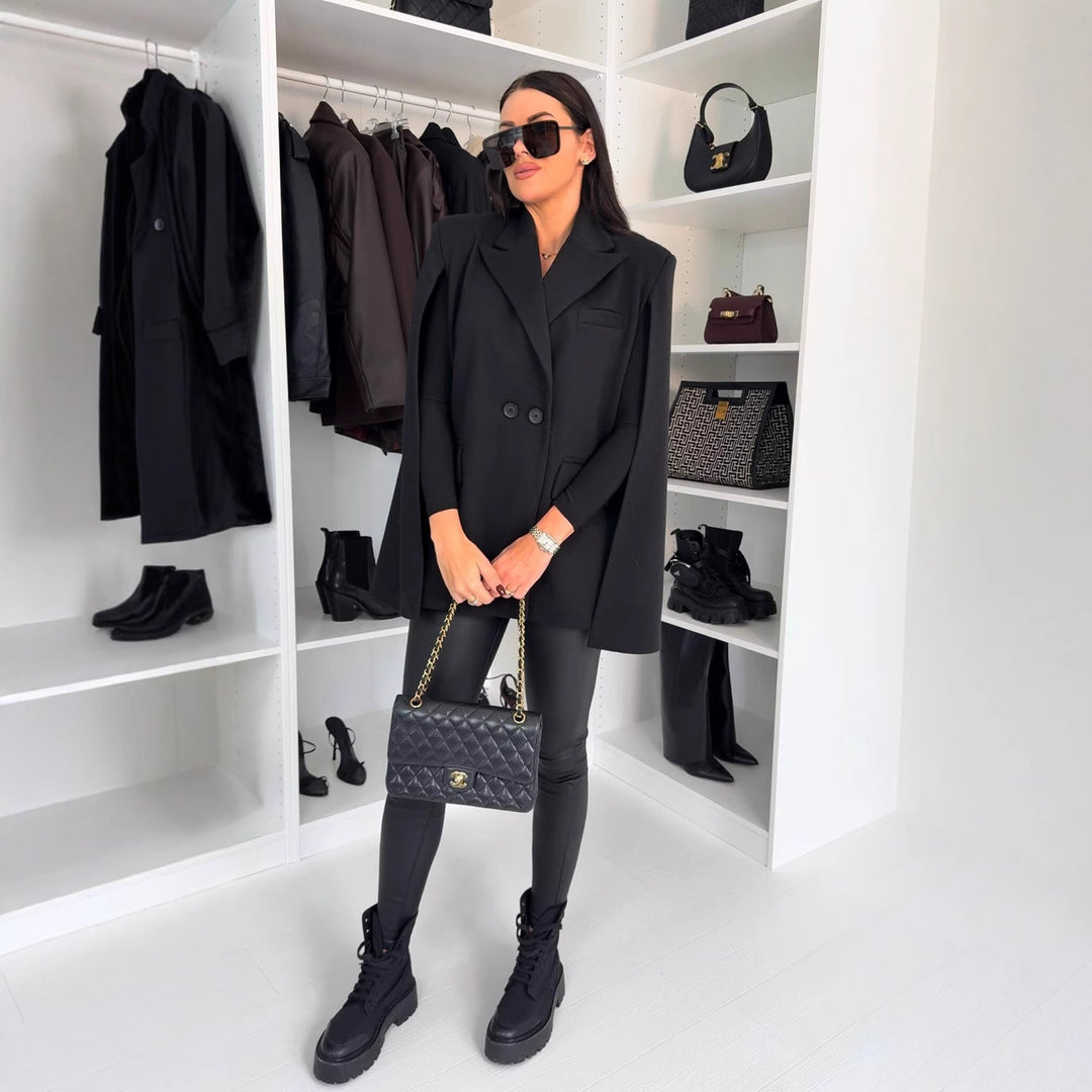 Damen Oversized Blazer mit Cape-Design und modernen Details Drune