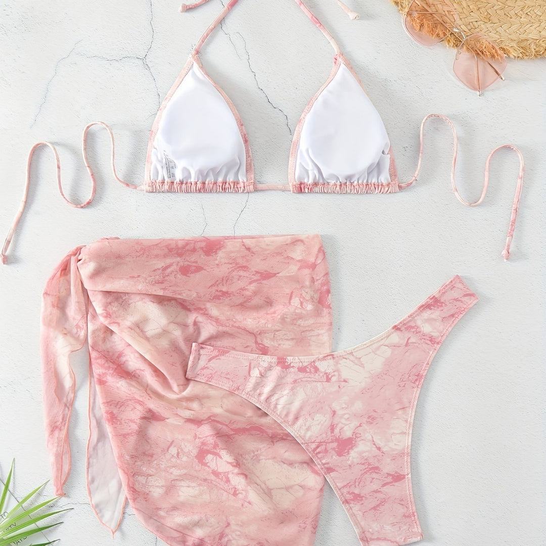 Damen Triangel-Bikini-Set mit elegantem Wickelsarong Drune