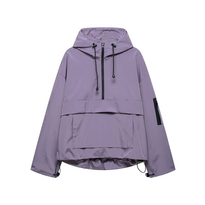 Femme Leichte Kapuzen-Utility-Jacke mit verstellbaren Kordeln Drune
