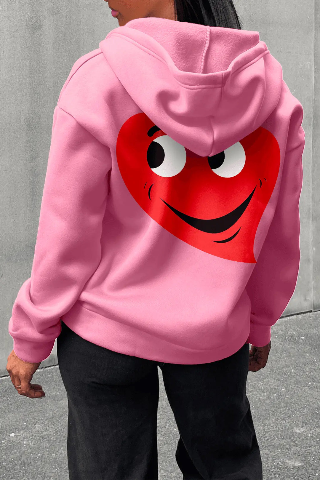 Damen lässiger Kapuzenpullover mit fröhlichem Herzmotiv Drune